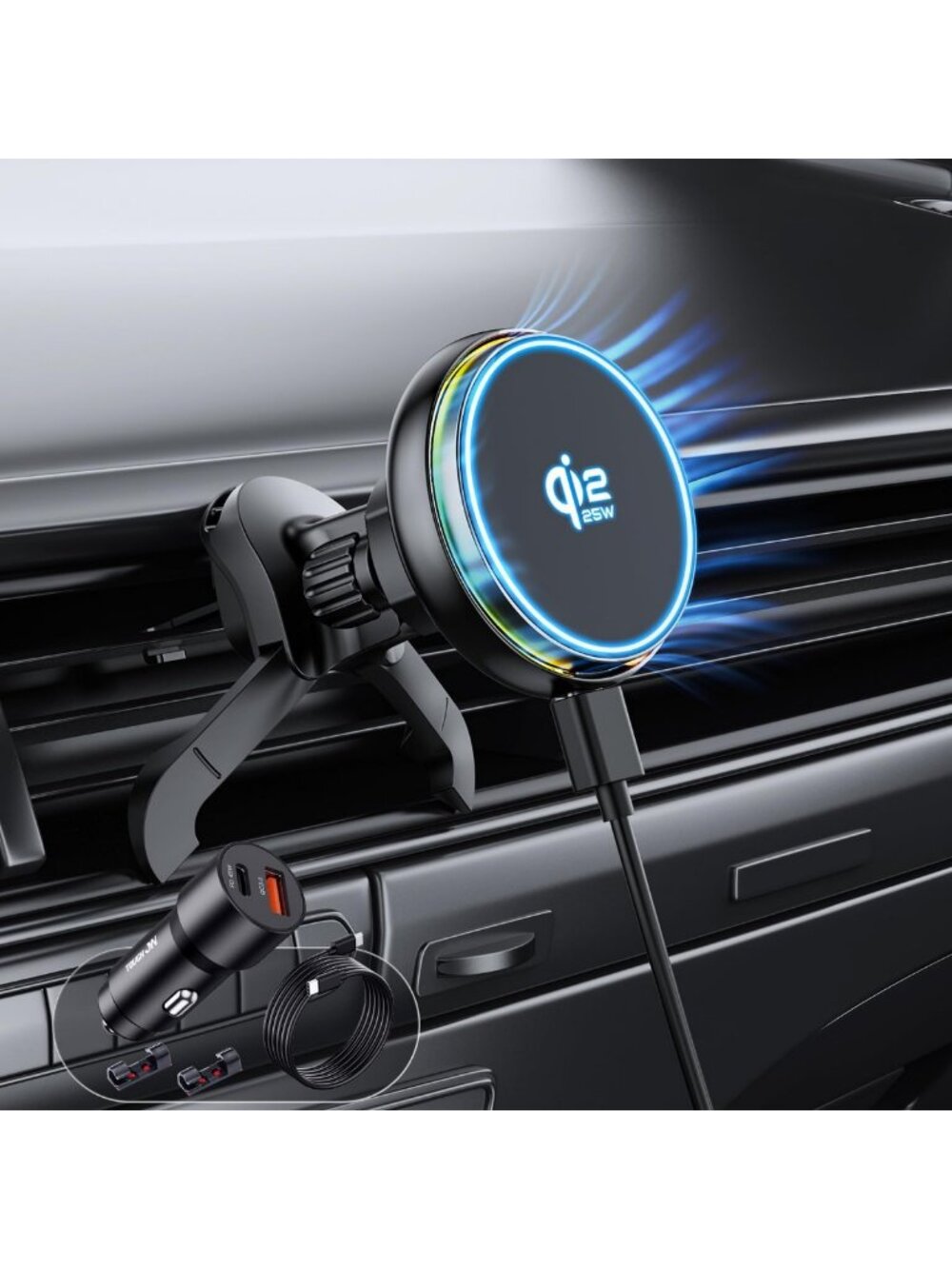 25W Wireless Car Charger for MagSafe - Fast Charging, Qi2.2 Compatible Mount